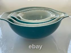 441 442 443 444 Vintage Pyrex Horizon Blue Cinderella Nesting Bowl Set 1969