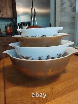 4PC Pyrex Early American Cinderella Mixing Nesting Bowls 441 442 443 444 MINT