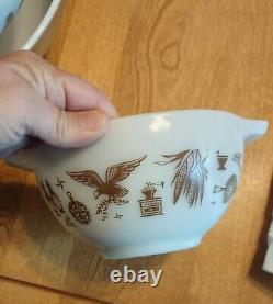 4PC Pyrex Early American Cinderella Mixing Nesting Bowls 441 442 443 444 MINT