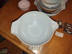 4PC Pyrex Early American Cinderella Mixing Nesting Bowls 441 442 443 444 MINT