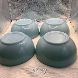 (4) Four VTG 5 FIRE KING DELPHITE BLUE HEAVY THICK SOUP CEREAL CHILI BOWLS