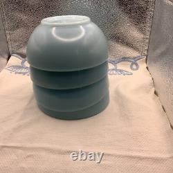 (4) Four VTG 5 FIRE KING DELPHITE BLUE HEAVY THICK SOUP CEREAL CHILI BOWLS