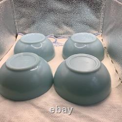(4) Four VTG 5 FIRE KING DELPHITE BLUE HEAVY THICK SOUP CEREAL CHILI BOWLS