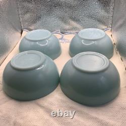 (4) Four VTG 5 FIRE KING DELPHITE BLUE HEAVY THICK SOUP CEREAL CHILI BOWLS