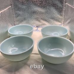 (4) Four VTG 5 FIRE KING DELPHITE BLUE HEAVY THICK SOUP CEREAL CHILI BOWLS