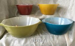 4 Piece Set Anchor Hocking Fire King Cinderella Style Mixing Bowls Rainbow Color