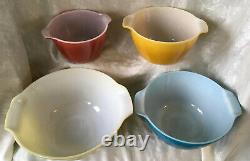 4 Piece Set Anchor Hocking Fire King Cinderella Style Mixing Bowls Rainbow Color