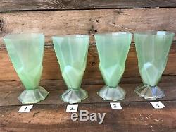 4 Ruba Rombic Reuben Haley Consolidated Glass Footed Tumblers