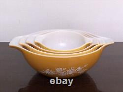 4 Vintage Pyrex Butterfly Gold Sunflower Daisy Cinderella Nesting Mixing Bowl