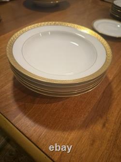 5 Haviland Limoges France Gold Encrusted 9 Soup Bowls-Circa 1910 5 Haviland Limoges France Gold Encrusted 9 Soup Bowls-Circa 1910