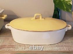 5 pcs. Set Vietri Italy Cucina Fresca Deep Bowl 2-Covered Casseroles Cream/Saffo