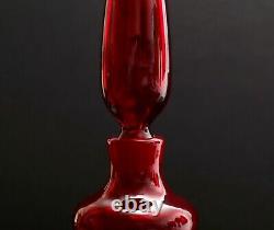 60'S Blenko REGAL Red Glass Decanter with Stopper 19 Tall Wayne Husted Signed