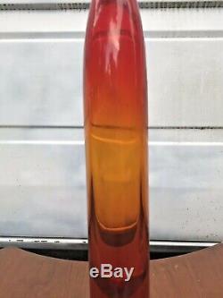 60's Vintage Blenko Giant Tangerine Amberina Glass Bottle Joel Myers #6427