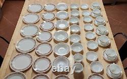 66 Piece Set Pyrex Restaurant Ware Dinnerware Copper Filigree Vintage 1960 READ