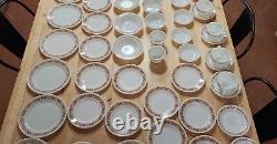 66 Piece Set Pyrex Restaurant Ware Dinnerware Copper Filigree Vintage 1960 READ