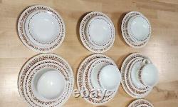 66 Piece Set Pyrex Restaurant Ware Dinnerware Copper Filigree Vintage 1960 READ