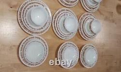 66 Piece Set Pyrex Restaurant Ware Dinnerware Copper Filigree Vintage 1960 READ