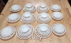 66 Piece Set Pyrex Restaurant Ware Dinnerware Copper Filigree Vintage 1960 READ