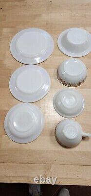 66 Piece Set Pyrex Restaurant Ware Dinnerware Copper Filigree Vintage 1960 READ