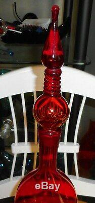 #6713 Blenko Husteds Tall Glass Amberina Colored Decanter