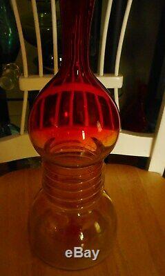 #6713 Blenko Husteds Tall Glass Amberina Colored Decanter