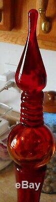 #6713 Blenko Husteds Tall Glass Amberina Colored Decanter