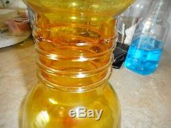 #6713 Blenko Husteds Tall Glass Amberina Colored Decanter