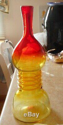 #6713 Blenko Husteds Tall Glass Amberina Colored Decanter