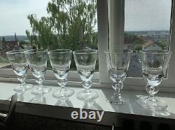 (6) 7877 by STEUBEN Glasses Baluster Stem 5 1/8 Wine Glass with Felt Bags Box