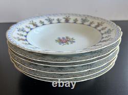 6 Bernardaud Limoges Chateaubriand Blue 9 Rimmed Soup Bowls Mint Set of 6