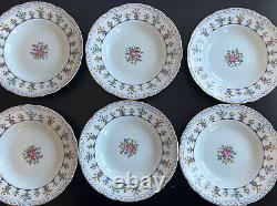 6 Bernardaud Limoges Chateaubriand Blue 9 Rimmed Soup Bowls Mint Set of 6