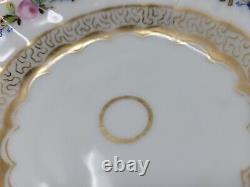 6 Old Paris Porcelain Dessert Bowls Gold Gilt, Roses C. 1840s #1