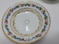 6 Old Paris Porcelain Dessert Bowls Gold Gilt, Roses C. 1840s #1