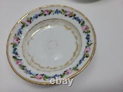 6 Old Paris Porcelain Dessert Bowls Gold Gilt, Roses C. 1840s #1