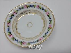 6 Old Paris Porcelain Dessert Bowls Gold Gilt, Roses C. 1840s #1