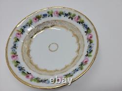 6 Old Paris Porcelain Dessert Bowls Gold Gilt, Roses C. 1840s #1