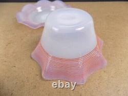 6 Pink Opalescent Glass Finger Bowls & Underplates Machine Threaded (@b10)