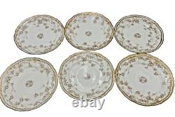 6 Theo. Haviland Limoges France Plates Schleiger 161E Pink Roses Gold Trim