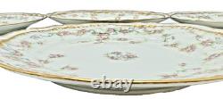6 Theo. Haviland Limoges France Plates Schleiger 161E Pink Roses Gold Trim