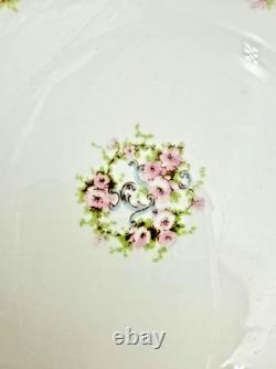 6 Theo. Haviland Limoges France Plates Schleiger 161E Pink Roses Gold Trim