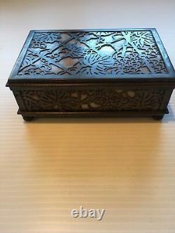 #808 Tiffany Studios Ny Trinket Box Grapevine Brown Slag Glass