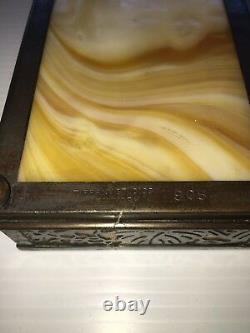 #808 Tiffany Studios Ny Trinket Box Grapevine Brown Slag Glass