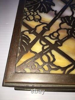 #808 Tiffany Studios Ny Trinket Box Grapevine Brown Slag Glass