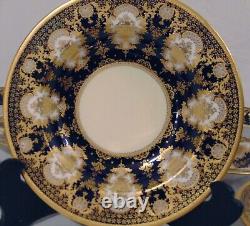 8 Cobalt Blue English Copeland Spode Burley & Co Chicago Soup Bowls Bouquet