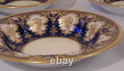 8 Cobalt Blue English Copeland Spode Burley & Co Chicago Soup Bowls Bouquet