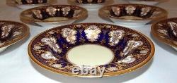 8 Cobalt Blue English Copeland Spode Burley & Co Chicago Soup Bowls Bouquet