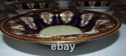 8 Cobalt Blue English Copeland Spode Burley & Co Chicago Soup Bowls Bouquet
