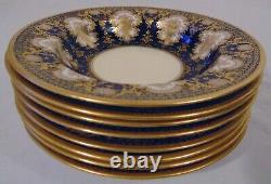 8 Cobalt Blue English Copeland Spode Burley & Co Chicago Soup Bowls Bouquet