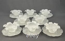 8 Fratelli Toso Murano Italian White Overshot Sugarware Glass Bowl Plate Set