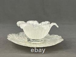 8 Fratelli Toso Murano Italian White Overshot Sugarware Glass Bowl Plate Set